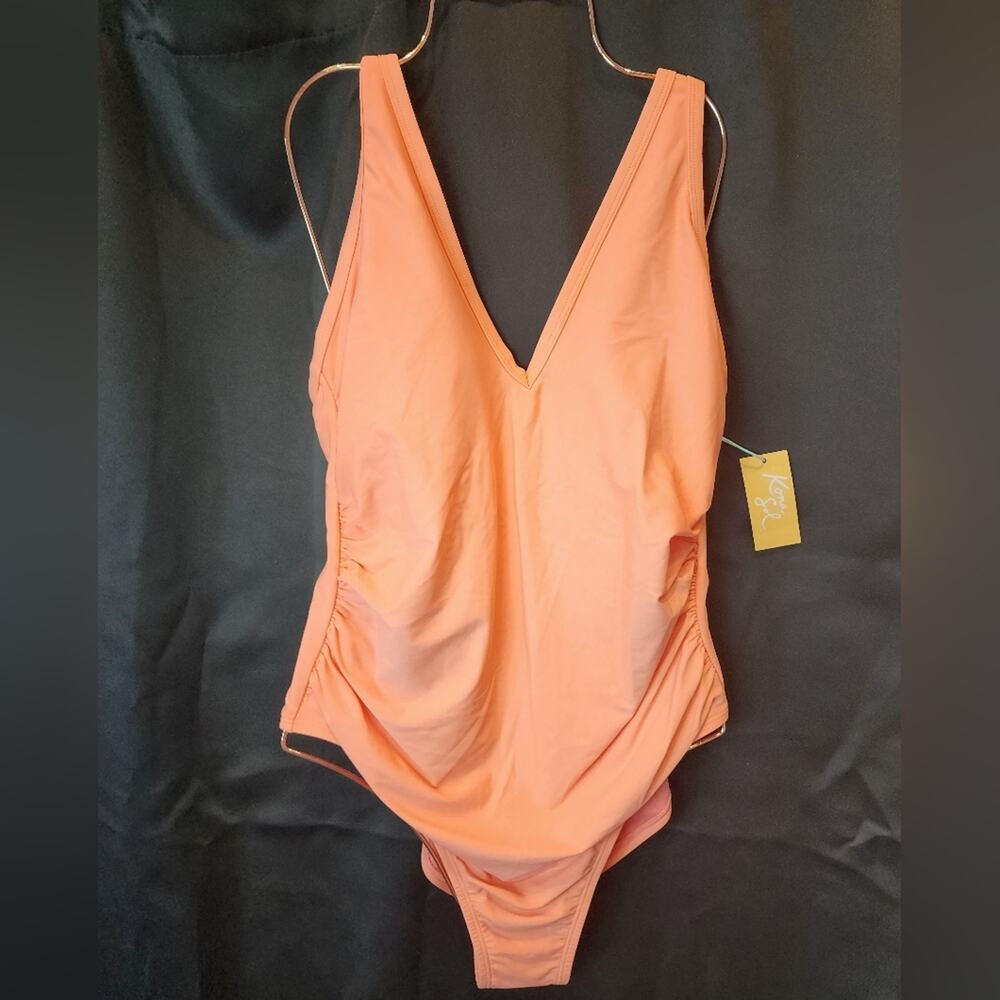 New Kona Sol Peach Tangerine One Piece Swimsuit Bathing‎ Suit Size M
